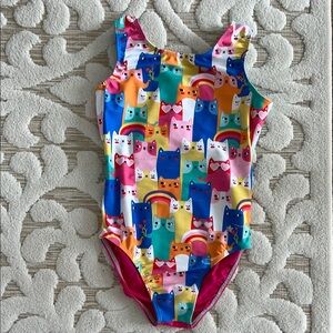 Destira Colorful Cat and Rainbow Girls Leotard Size Child Lard 🐱🌈